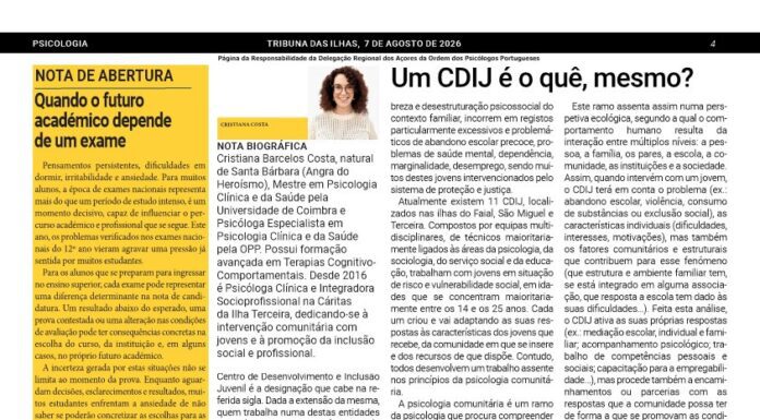 Página da Responsabilidade da Delegação Regional dos Açores da Ordem dos Psicólogos Portugueses