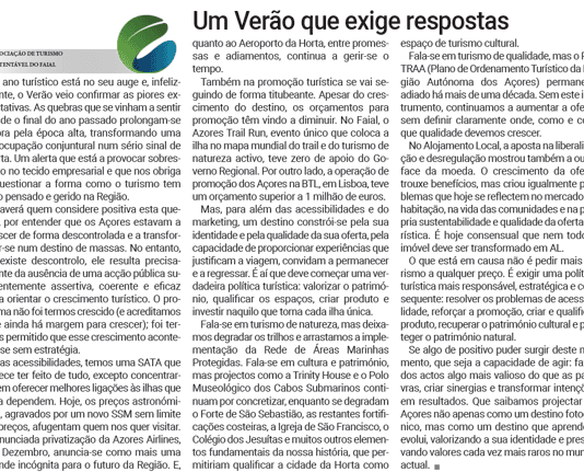 Um Verão que exige respostas