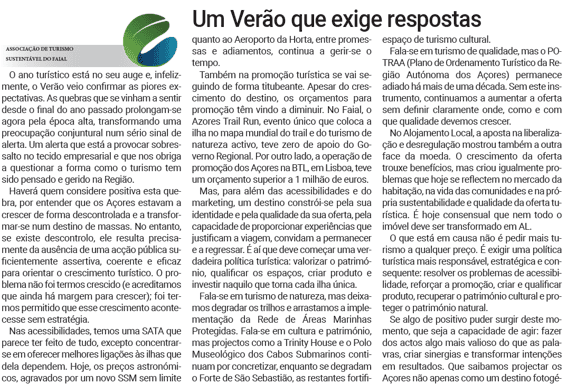 Um Verão que exige respostas