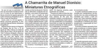 A Chamarrita de Manuel Dionísio: Miniaturas Etnográficas